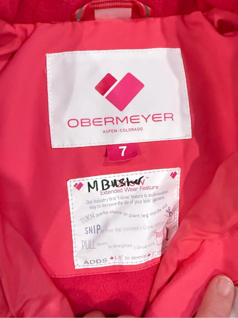 Obermeyer Pink and White Ski Puffer Jacket